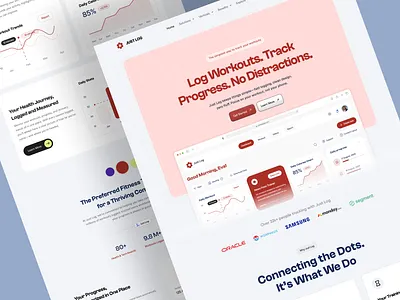 Fitness Tracker Landing Page b2b website business software ui clean ux layout data visualisation for fitness fitness tracker landing page gym log app landing page habit building platform habit tracking website health and wellness website health tech app landing page landing page minimalist health app design modern health tech modern saas design progress tracking web app saas fitness app saas landing page saas landing page design saas website workout log app website