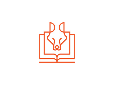 Minimal Fox Book Logo book brand and identity face financial fox geometric head information investment knowledge logo minimal minimilist orange paper premade logos secure smart wild