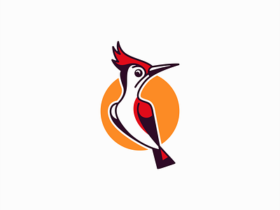 Woodpecker Logo bird branding cartoon character cute design emblem icon identity illustration kids logo mark mascot pecker sports symbol vector wings woodpecker