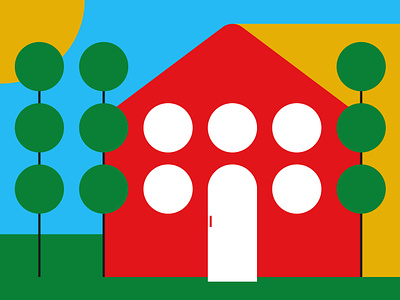 Red House geometry house illustration minimal