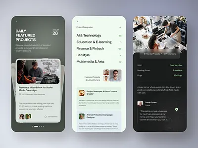 ChatPoint App app app design business calendar chat dark date gallery list map message mobile mobile app mobile design profile schedule shopping ui