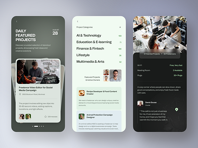 ChatPoint App app app design business calendar chat dark date gallery list map message mobile mobile app mobile design profile schedule shopping ui