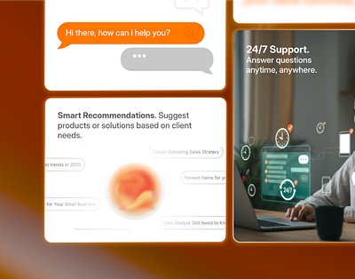 Maverick - B2B Chatbot Bento Card ai artificial intelegence b2b backswitch chatbot design edgy futurist graphic design interface landing page minimalist orange tech ui ux website