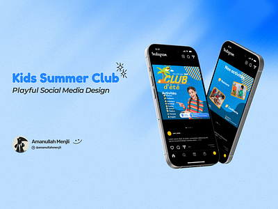 Kids summer club - social media posts design fun graphic design instagram kids playful social media