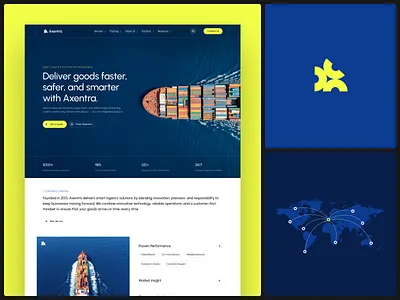 Axentra - Logistic Landing Page Web business cargo clean deliver global hero landing page logistic market modern relation stock supply ui design web design website