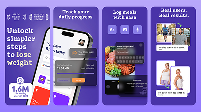 Weight Loss App Screenshots for the App Store app app screenshots app store design figma graphic design logo mobile apps mobile design mobile screenshots photoshop play store screenshots screenshots store graphics ui ux