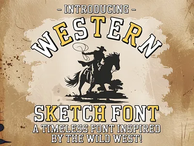 Western Sketch Font Rodeo Cowboy Font Outline Letters 3d animation graphic design ui