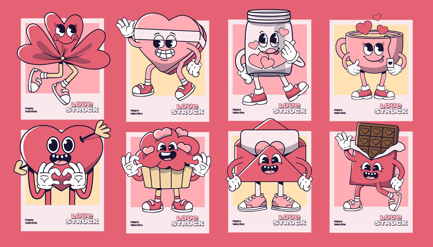 Love Struck - Retro Valentine Character character cute character illustration mascot mascot character retro retro mascot