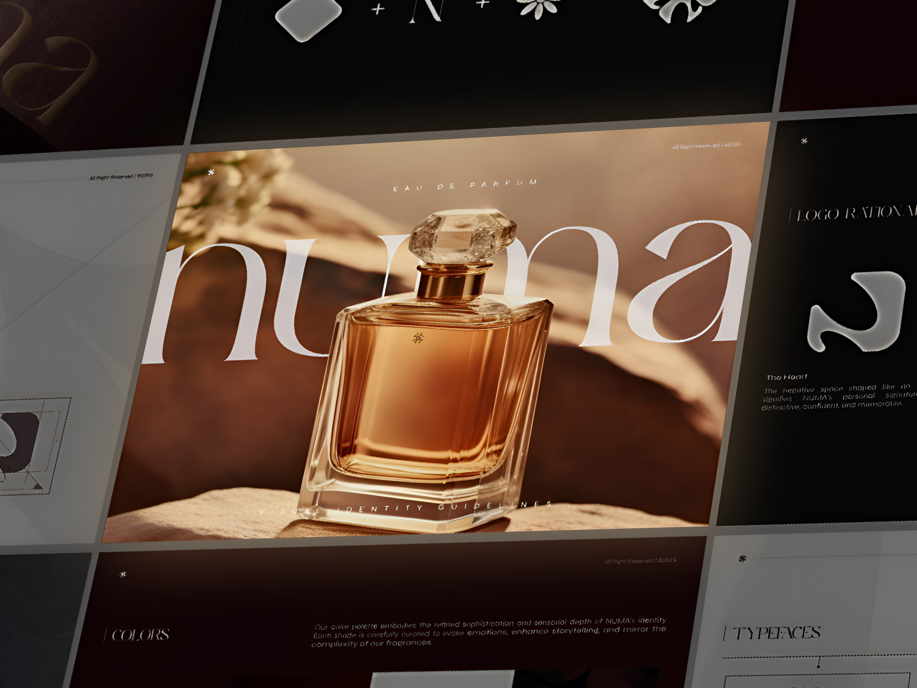 NUMA Scent - Elegant Perfume Visual Brand Identity brand book brand guideline brand identity branding company profile elegant fragrance graphic design icon logo luxury minimalist modern perfume perfumery professional scenery template visual guideline visual identity