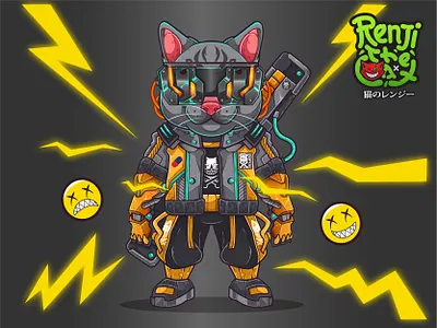 KYO-07 2025 animation cartoon cat character cyberpunk futuristic graphic design illustration mecha robot vector