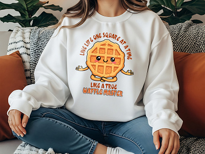 Waffle t shirt design art cartoon character clothing design digital fashion food happy illustration kawaii mascot merch tshirt typography vector waffle whimsical