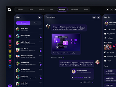 Inbox Messaging project management Web App Saas chat chat app conversation dashboard email inbox message messaging project management saas task managment web design webapp
