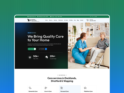 Home Care Services Website care services clean ui design design for good health care website home care landing page minimalistic softcrafty ui ui ux ux web design