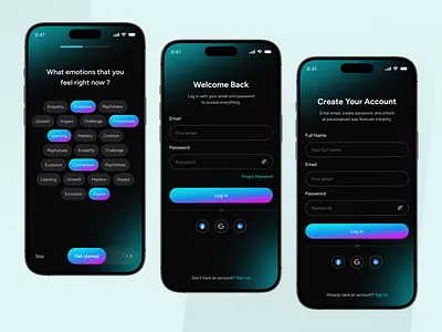 AI Mental Health - Onboarding Screen Mobile UI ai app application diary app health app ios journal app journaling app mental health minimal mobile app mood celendar onboarding onboarding screen uiux