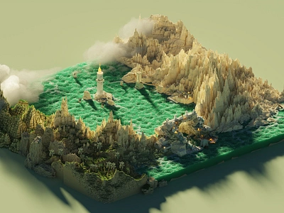 Tantariffa Region - Voxel Art 3d design digital digitalart diorama isometric landscape logo magicavoxel render voxel voxelart