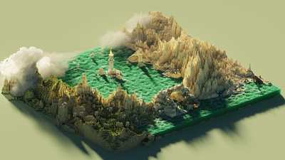 Tantariffa Region - Voxel Art 3d design digital digitalart diorama isometric landscape logo magicavoxel render voxel voxelart