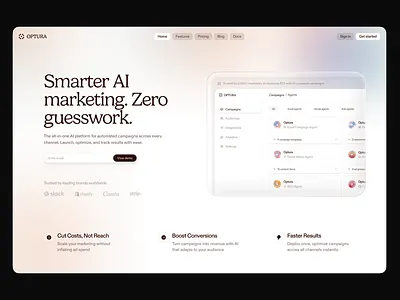 Optura Website Header Design design header design landing page ui web web design webdesign webheader website website design