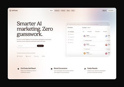 Optura Website Header Design design header design landing page ui web web design webdesign webheader website website design