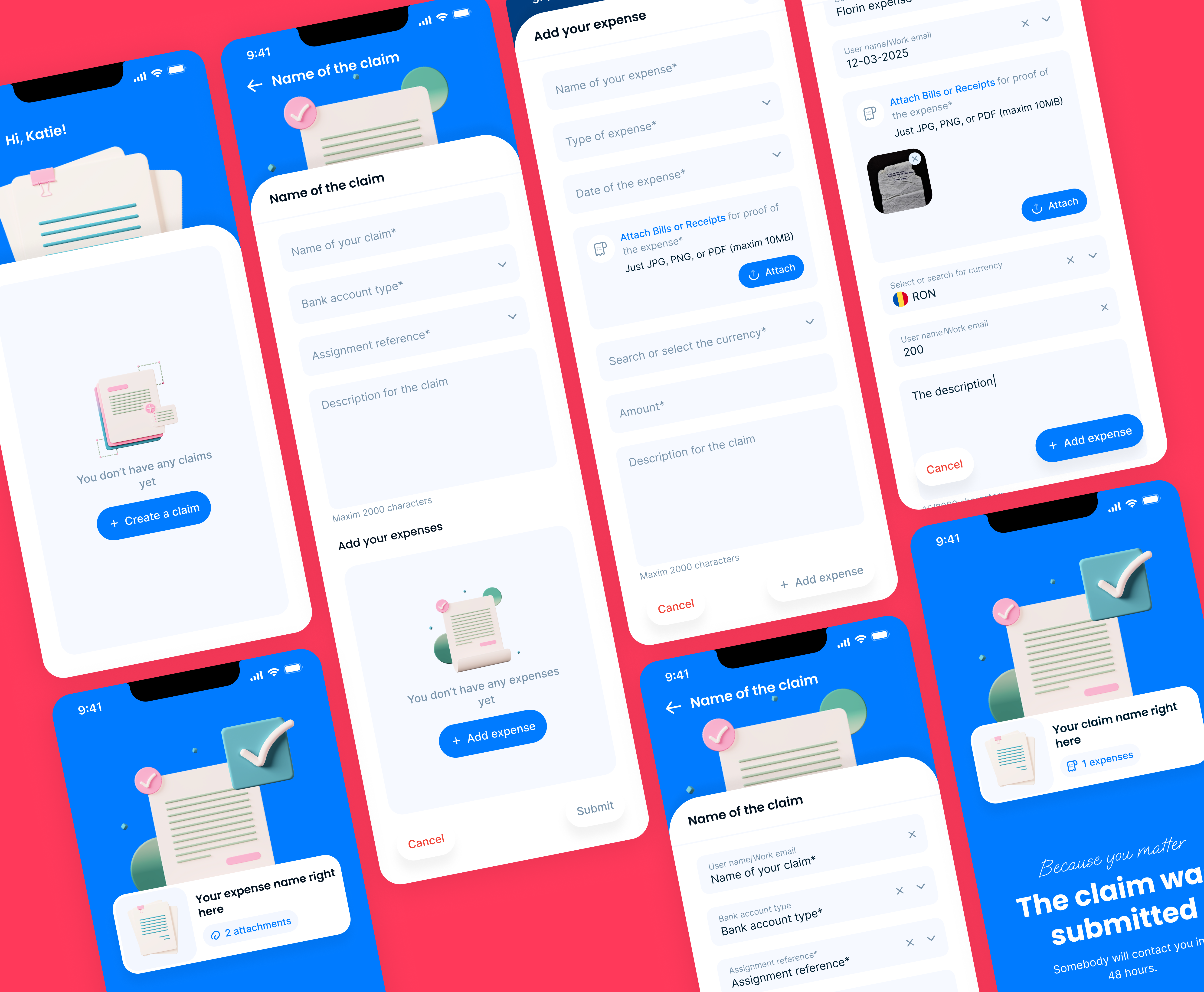 Claim - App claims management expense management mobility settlement travel ui
