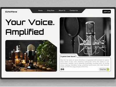 EchoWave – Futuristic Microphone Landing Page bold branding figma futuristic graphic design mic microphone minimalistic modern product ui