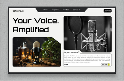 EchoWave – Futuristic Microphone Landing Page bold branding figma futuristic graphic design mic microphone minimalistic modern product ui