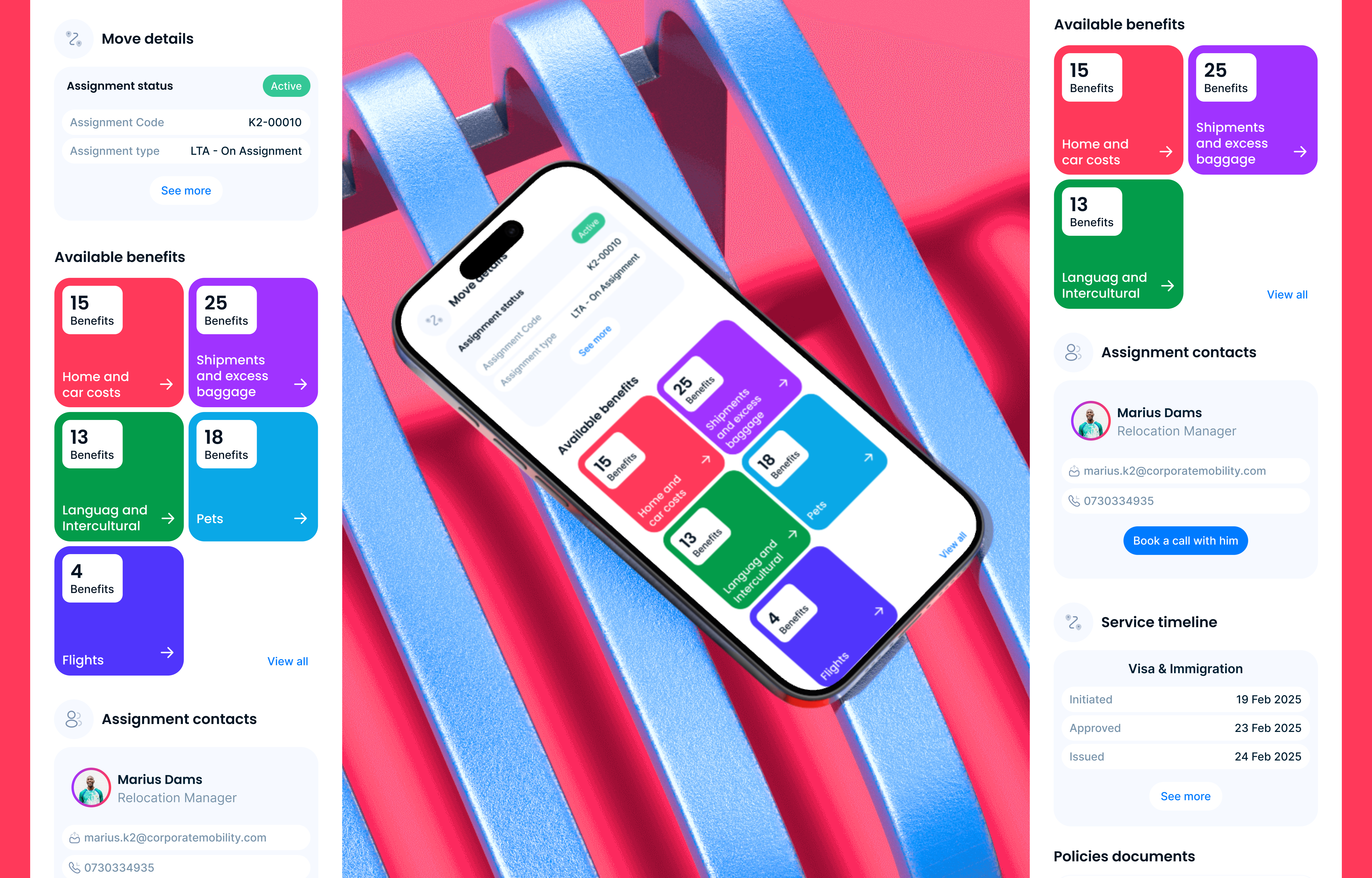 Benefits app claims management expense management mobility travel ui