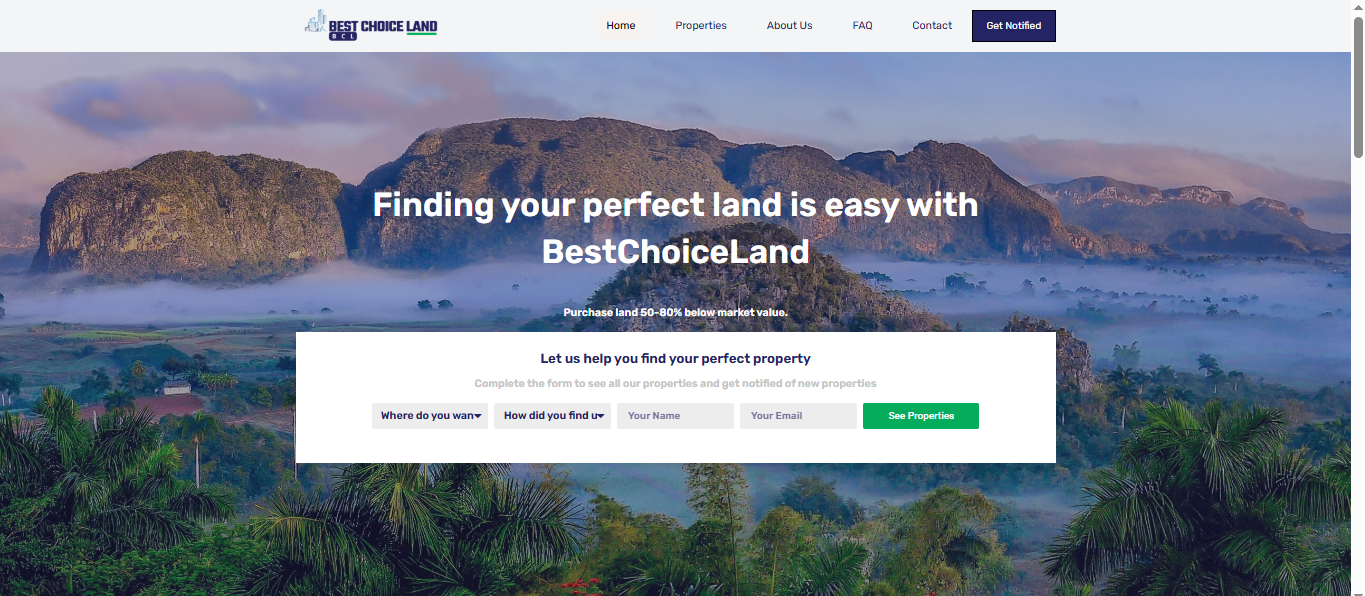 BestChoiceLand – Modern Real Estate Website Design branding landingpage ui web webdesign websitedesign webxpart