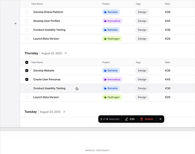 Bulk Action app branding bulk action checkbox design edit figma product design ui ux