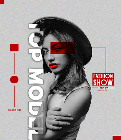 "Red Whisper in Monochrome" black fashion graphic design model photoshop poster red