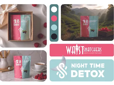 Night Time Detox tea packaging branding day tea design detox tea graphic design illustration label design night time detox packaging design pouch bag pouch label pouch packaging product label design tea tea packaging ui