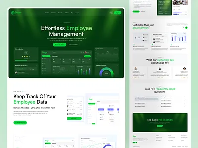 Sage HR – Employee Management SaaS Website UI/UX Design admin dashboard branding dashboard ui data analytics dashboard employee data ui employee management employee portal ui employee tracking system figma framer hr management ui hr web app concept saas saas landing page saas website design uiux saas design web app design workplaceefficiency