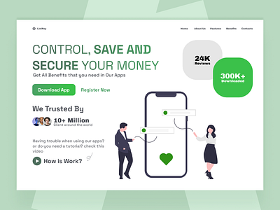 LiniPay – Modern Fintech Landing Page Concept clean design finance app fintech green pallete landing page modern design payment popular product design trends ui design web design website design website ui