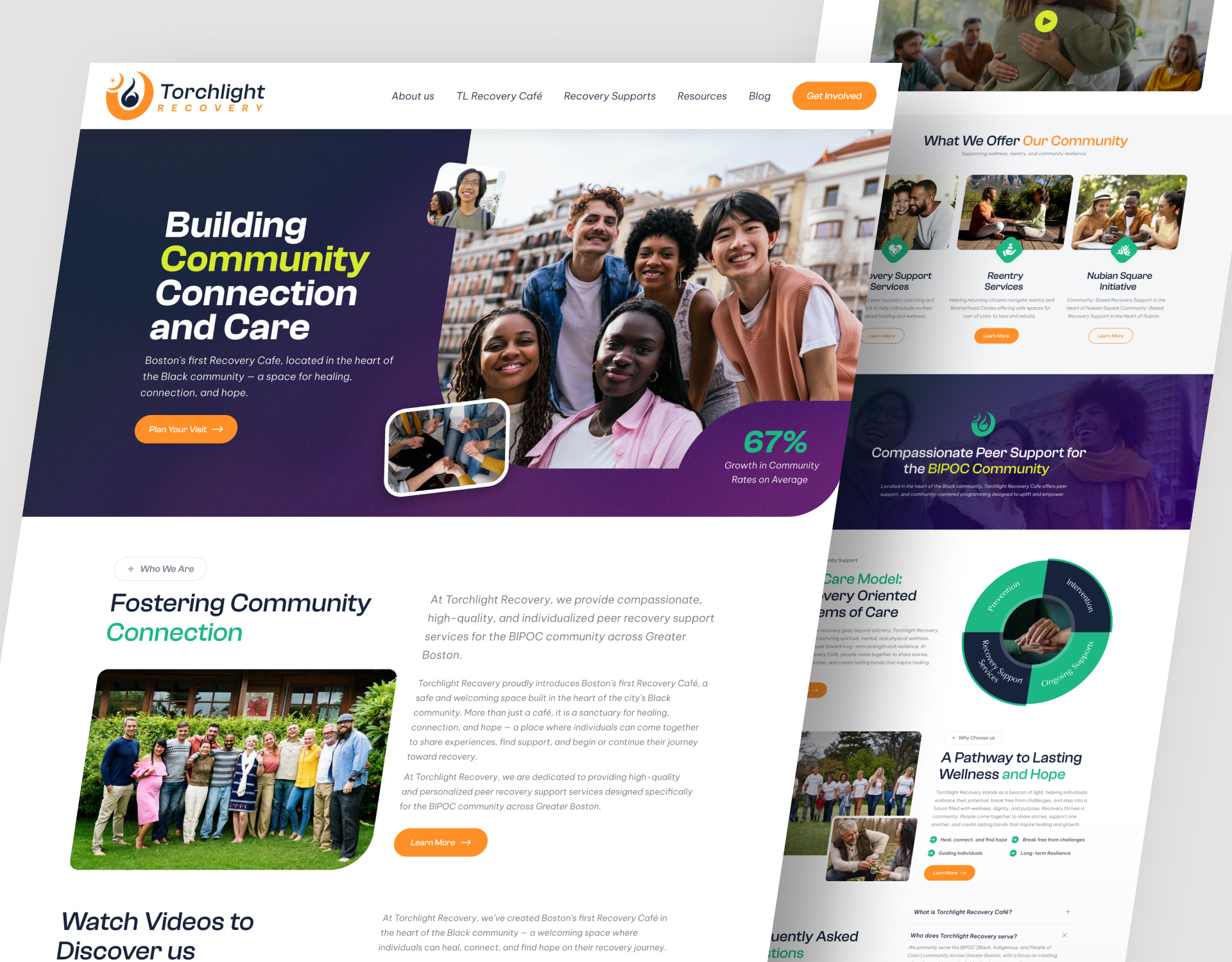 Recovery Community Website Landing Page black community support community connection web community mobile app community platform community support community website design feminine community healing community nonprofit organization nonprofit website online coaching platform online healing circle personal growth website recovery café branding recovery community website self care website ui ux design website landing page wellness care website wellness landing page