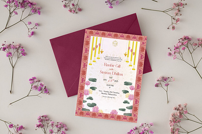 Traditional Wedding Invitation ceremony details classic custom design elegant floral graphic design indian wedding reception royal wedding invitation