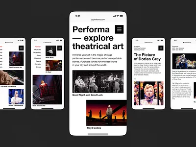 Theathre Mobile Website Design Concept creative website entertainment website mobile mobile ui mobile ui design mobile ux mobile website modern website ui design ui ux ui ux design web design web ui