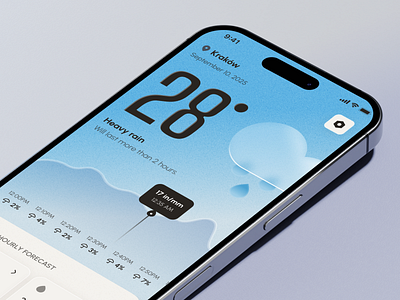 Rain Tracker Weather App Mobile Design app blue data forecast glass grain mobile rain raining tracker trendy weather