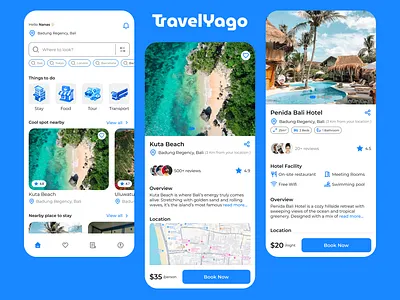 TravelYago - All In One Travel Mobile App booking app exploration app food delivery app hotel booking light mode ui mobile ui design modern app design responsive ui tour booking tourism app transport app travel travel app travel landing page travel mobile app travel ui travel ux travelyago trip planner vacation app
