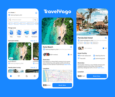 TravelYago - All In One Travel Mobile App booking app exploration app food delivery app hotel booking light mode ui mobile ui design modern app design responsive ui tour booking tourism app transport app travel travel app travel landing page travel mobile app travel ui travel ux travelyago trip planner vacation app