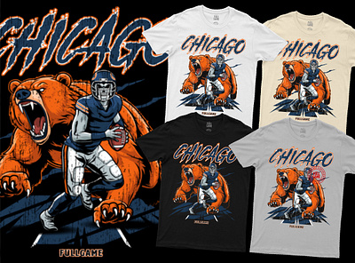 Chicago American Football Merch Illustration american football bears chicago chicago bears football football apparel football illustration football merchandise nfl rugby sports apparel sports illustration sports merchandise