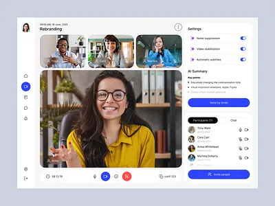 AI-Powered Video Conference Web App ai assistant integration tools interactive design real time communication ui design ui ux design video conference web app web application design web ui web ui design
