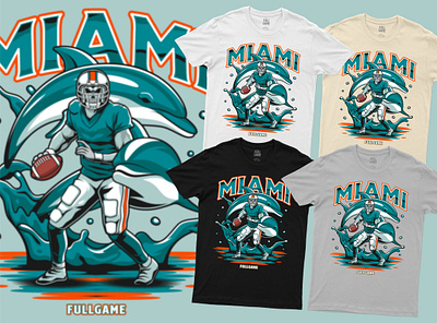 Miami American Football Merch Illustration american football dolphins football football apparel football illustration football merchandise miami miami dolphins nfl rugby sports apparel sports illustration