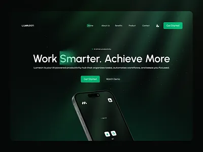 SaaS Landing Template: lumeon.io 2colors ai animation branding dark design figma graphic design landing logo mobile neon prototype saas template ui ux vector white