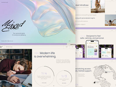 MindEase — Wellness App Pitch Deck Concept appdesign branding conceptdesign digitaldesign figma graphicdesign investorpresentation mentalhealth mindfulness minimaldesign pitchdeck presentationdesign productdesign slidedeck startupdesign uidesign uxuidesign wellnessapp