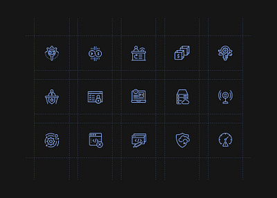 Iconography Design for a Cyber Security Company adobe illustrator cybersecurity design graphic design icon iconography illustration outlined security tech vector