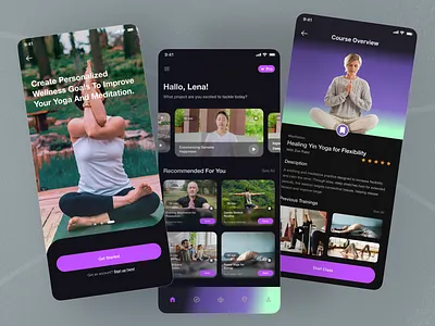 Yoga Mobile App enroll gradient gym health health app ios app meditation mindfulness mobile app online course online exercise relaxing training typography ui ux design wellness workout yoga yoga app yoga course