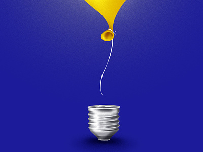 Let’s celebrate ideas! air airbrush balloon blue brainstorm bulb celebrate concepts fly ideas illustration illustrator light metal minimal play texture yellow