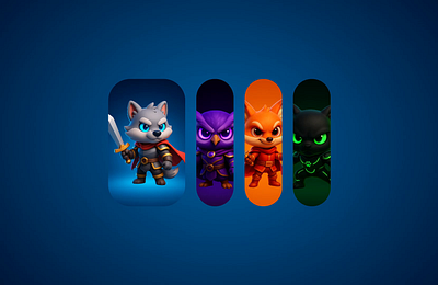 Figma Animated Cards animal animation cards characters cute design figma game superhero ui ux