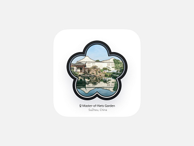 Chinese garden landscapes badges card design chinese garden icon illustrations ui widget