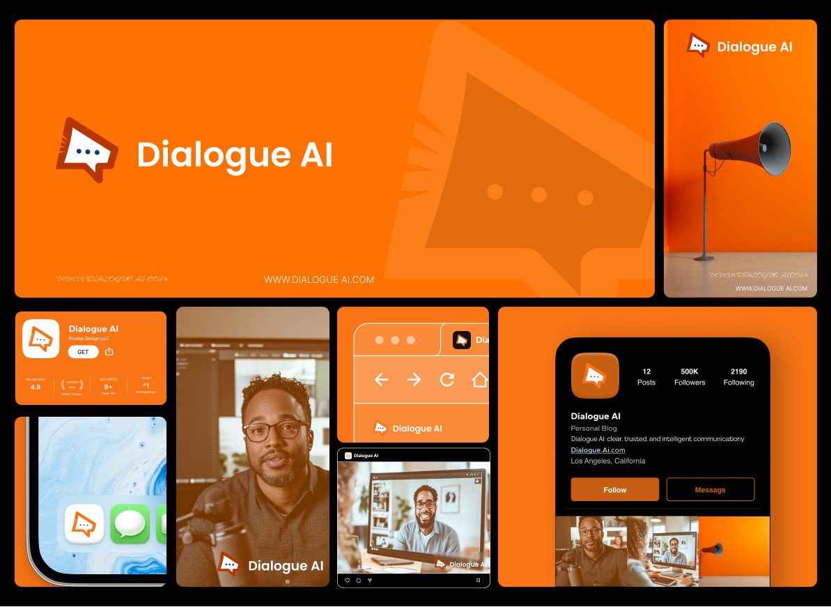 LOGO Design ai branding app icon design brand identity branding design business branding communication app logo corporate identity creative logo dialogue ai digital product design figma flat logo design graphic design logo design minimal logo design modern logo orange logo design social media branding tech logo vector logo