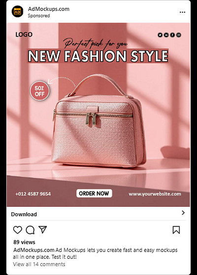 Social Media Poster For Venity Bag 3d animation branding design graphic design illustration logo motion graphics ui vector